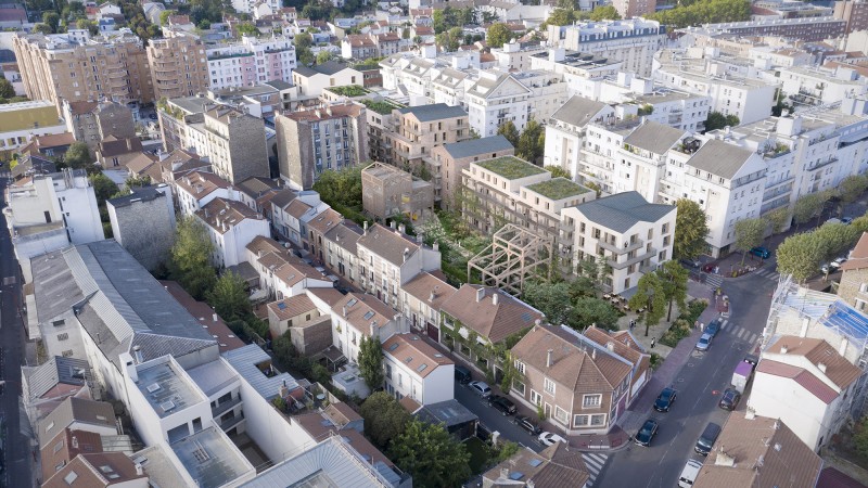 Forêt Busso - Prè-Saint-Gervais - Vue d'insertion du projet dans le site