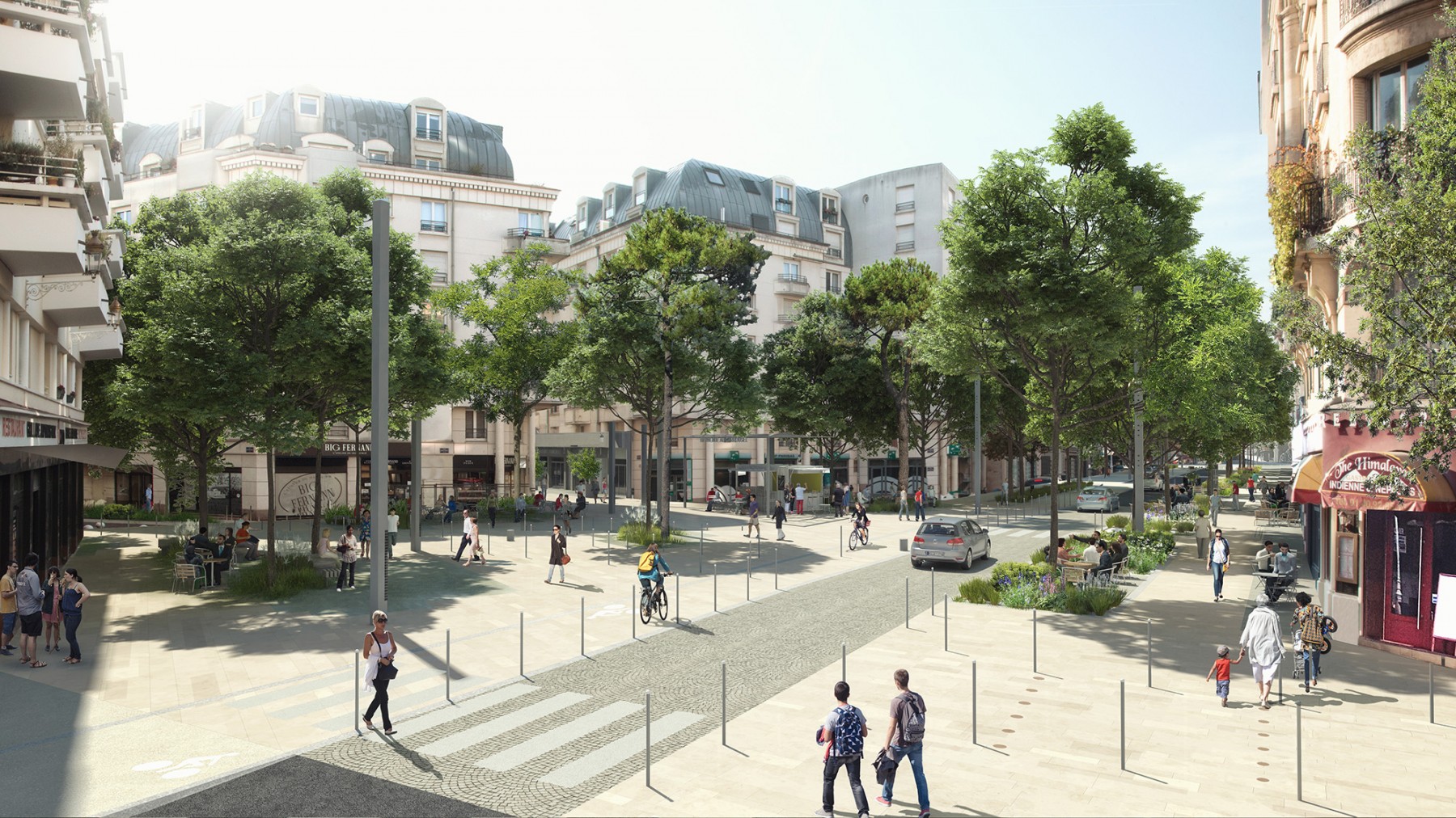 Perspective sur la rue Ginoux et la place Gabriel Péri - Quartier Gautier-Ginoux Montrouge